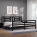 Estructura de cama con cabecero madera maciza negro 200x200 cm