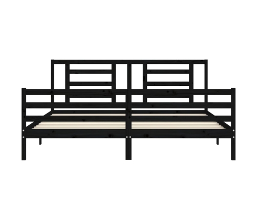 Estructura de cama con cabecero madera maciza negro 200x200 cm