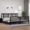 Estructura de cama con cabecero madera maciza negro 200x200 cm