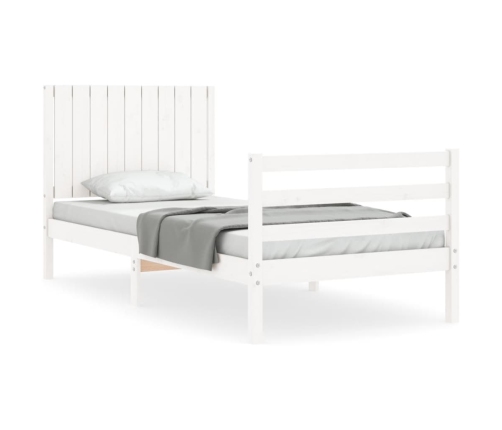 Estructura de cama con cabecero madera maciza blanco