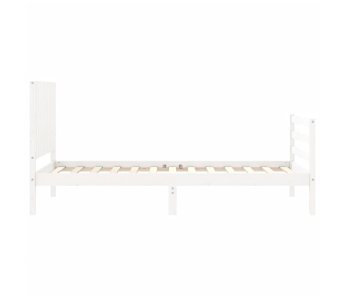 Estructura de cama con cabecero madera maciza blanco