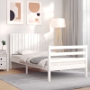 Estructura de cama con cabecero madera maciza blanco