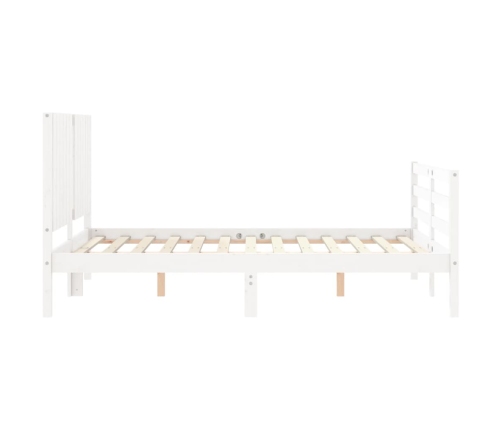 Estructura de cama con cabecero madera maciza blanco 140x190 cm