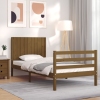 Estructura cama con cabecero madera maciza marrón miel 90x200cm