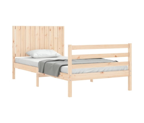 Estructura de cama con cabecero madera maciza 100x200 cm