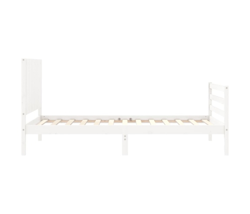 Estructura de cama con cabecero madera maciza blanco 100x200 cm