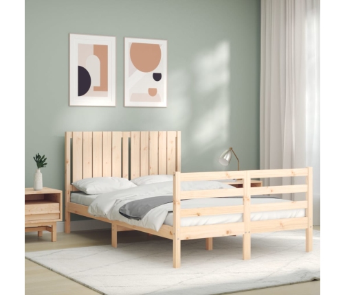 Estructura de cama con cabecero madera maciza 120x200 cm