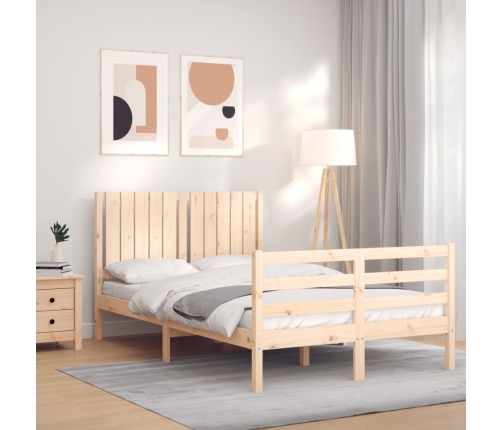 Estructura de cama con cabecero madera maciza 120x200 cm
