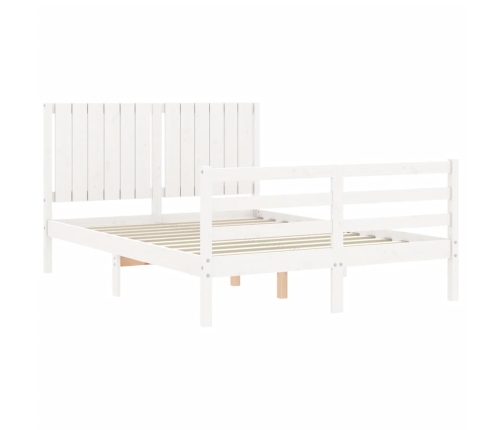 Estructura de cama con cabecero madera maciza blanco 140x200 cm