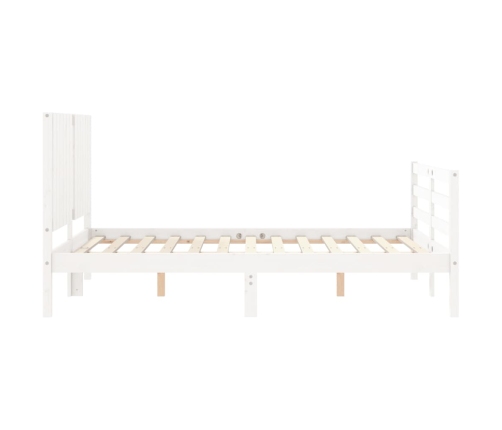 Estructura de cama con cabecero madera maciza blanco 140x200 cm