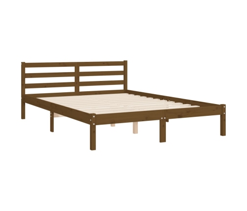 vidaXL Estructura cama y cabecero madera maciza marrón miel 140x200 cm