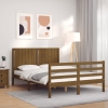 vidaXL Estructura cama y cabecero madera maciza marrón miel 140x200 cm