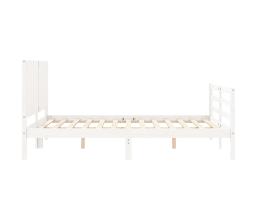 Estructura de cama con cabecero madera maciza blanco 160x200 cm