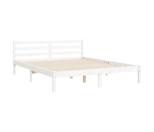 Estructura de cama con cabecero madera maciza blanco 160x200 cm