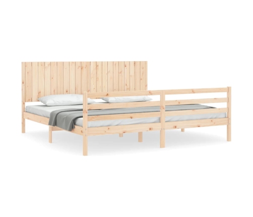 Estructura de cama con cabecero madera maciza 200x200 cm