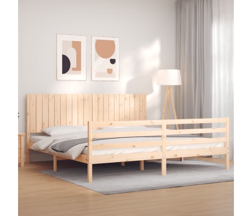 Estructura de cama con cabecero madera maciza 200x200 cm