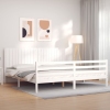 Estructura de cama con cabecero madera maciza blanco 200x200 cm