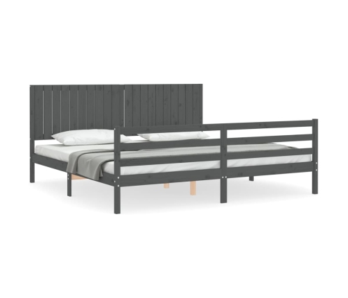 vidaXL Estructura de cama con cabecero madera maciza gris 200x200 cm