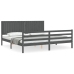 vidaXL Estructura de cama con cabecero madera maciza gris 200x200 cm