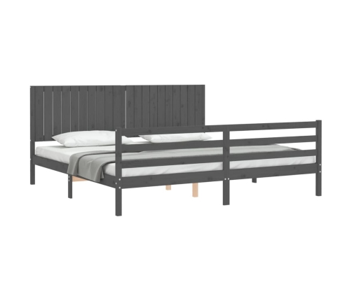 vidaXL Estructura de cama con cabecero madera maciza gris 200x200 cm