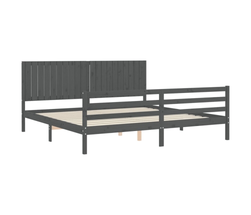 vidaXL Estructura de cama con cabecero madera maciza gris 200x200 cm