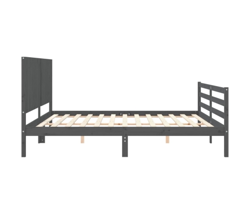 vidaXL Estructura de cama con cabecero madera maciza gris 200x200 cm