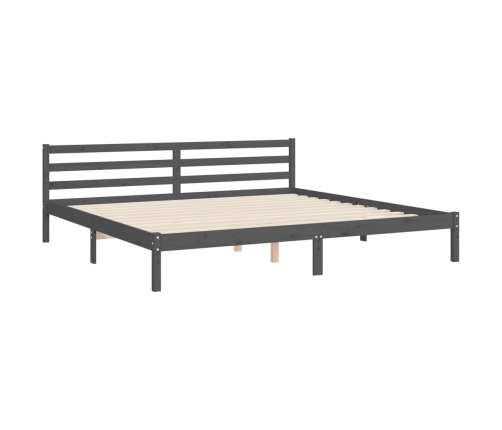 vidaXL Estructura de cama con cabecero madera maciza gris 200x200 cm