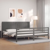 vidaXL Estructura de cama con cabecero madera maciza gris 200x200 cm