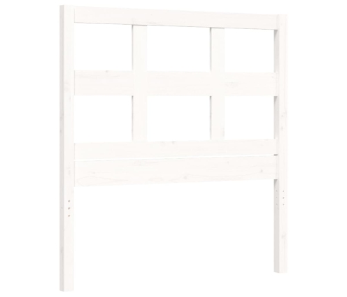 Estructura de cama individual con cabecero madera maciza blanco