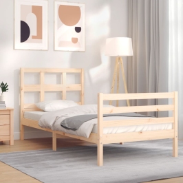 Estructura de cama con cabecero madera maciza