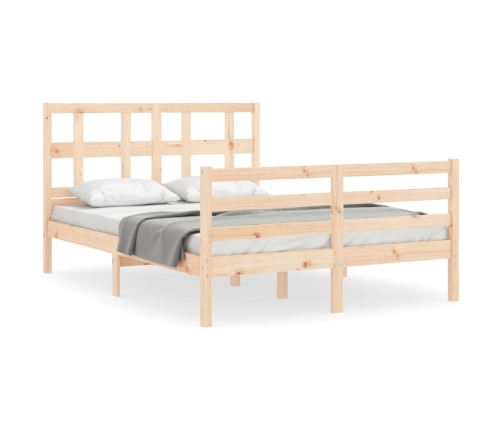 Estructura de cama de matrimonio con cabecero madera maciza