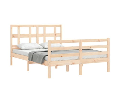 Estructura de cama de matrimonio con cabecero madera maciza