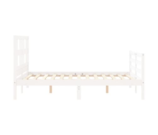 Estructura de cama con cabecero madera maciza blanco 140x190 cm