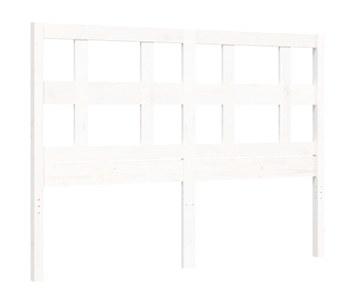 Estructura de cama con cabecero madera maciza blanco 140x190 cm