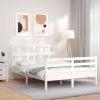 Estructura de cama con cabecero madera maciza blanco 140x190 cm