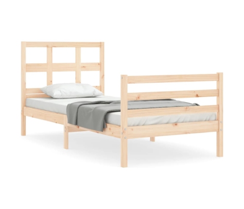 Estructura de cama con cabecero madera maciza 90x200 cm