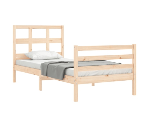 Estructura de cama con cabecero madera maciza 90x200 cm