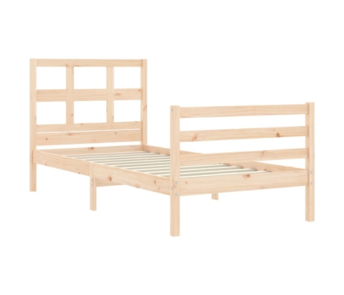 Estructura de cama con cabecero madera maciza 90x200 cm