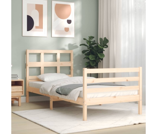 Estructura de cama con cabecero madera maciza 100x200 cm