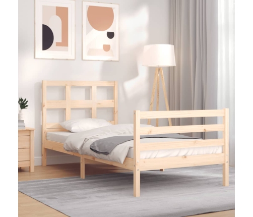 Estructura de cama con cabecero madera maciza 100x200 cm