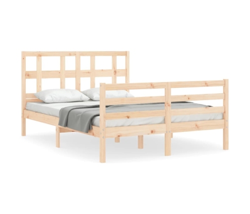 Estructura de cama con cabecero madera maciza 120x200 cm