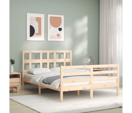 Estructura de cama con cabecero madera maciza 120x200 cm