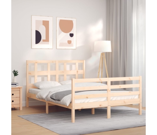 Estructura de cama con cabecero madera maciza 120x200 cm