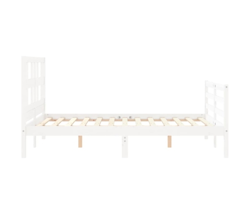 Estructura de cama con cabecero madera maciza blanco 120x200 cm