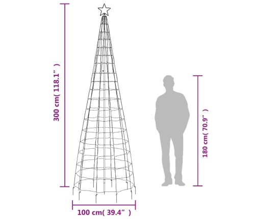 Árbol de Navidad LED con estacas 570 LEDs blanco cálido 300 cm