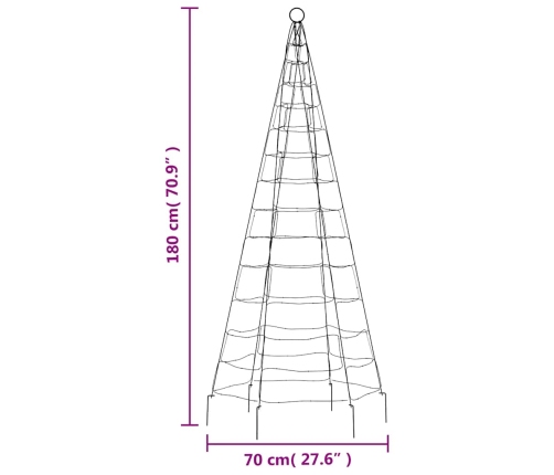 Árbol de Navidad en asta de bandera 200 LED blanco cálido 180cm