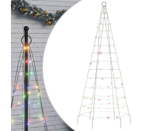 Árbol de Navidad en asta de bandera 200 LED de colores 180 cm