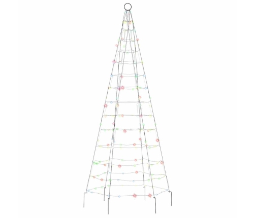 Árbol de Navidad en asta de bandera 200 LED de colores 180 cm