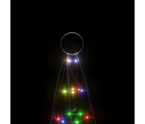 Árbol de Navidad en asta de bandera 200 LED de colores 180 cm