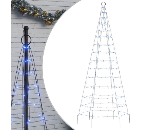 Árbol de Navidad en asta de bandera 200 LED azul 180 cm